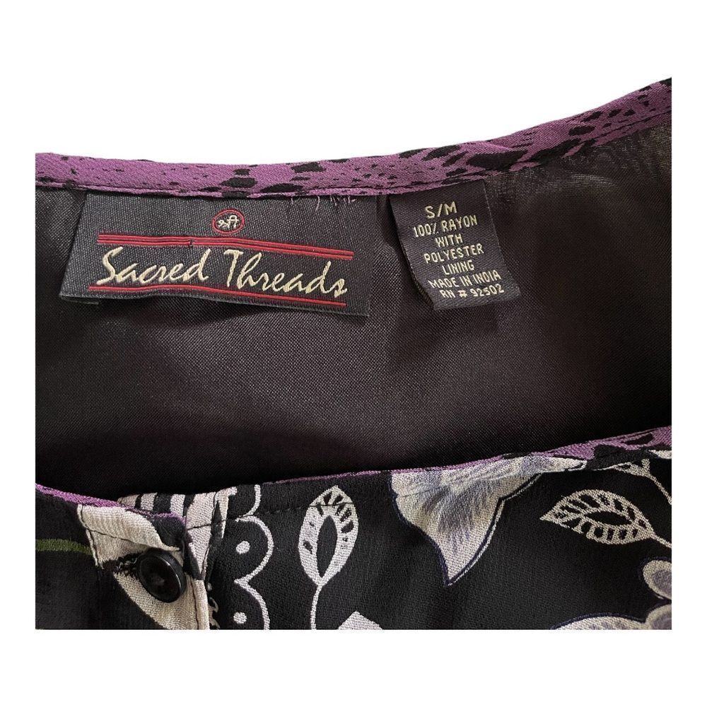 Sacred Threads Patchwork Button Blouse Size Small - image 3